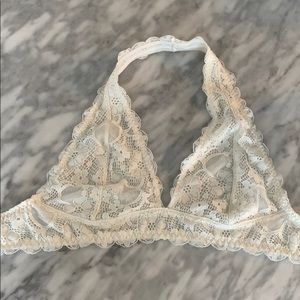 Free People White Lace Halter Bralette